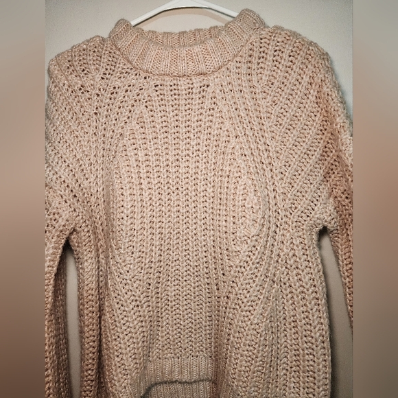 Chunky Knit Sweater Mock Neck Pullover‎ Long Sleeve Blush Pink XS - Picture 3 of 5